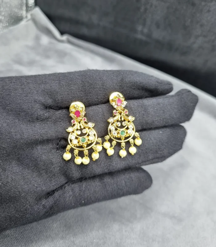 Royal Pearl Drop Ethnic Earrings - Zaariyah Premium Collection
